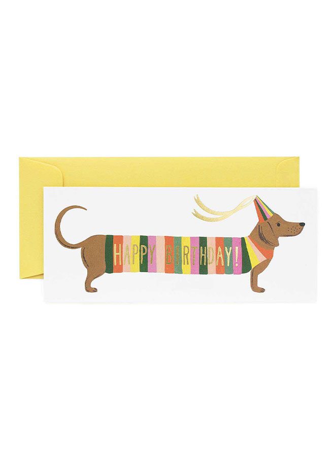 Hot dog Birthday Card - Rifle Paper Co Det ultimata födelsedagskortet till hundälskaren från Rifle Paper co! Känner du någon som älskar taxar eller har du en egen tax?