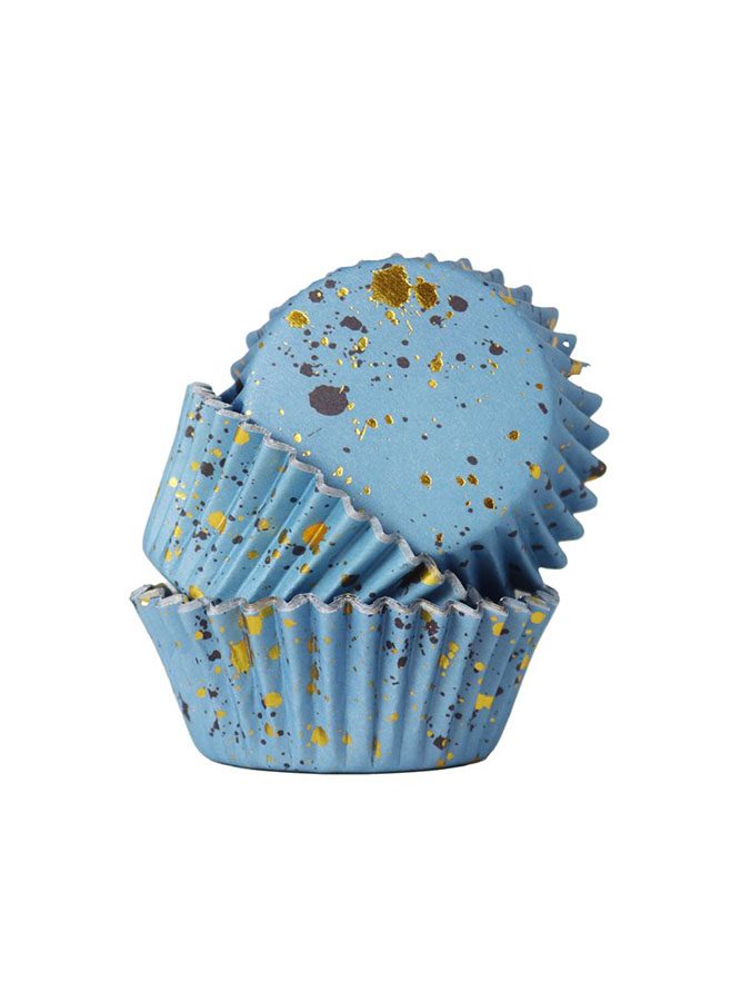 Muffinsformar 30 st ljusblåa med guldstänk