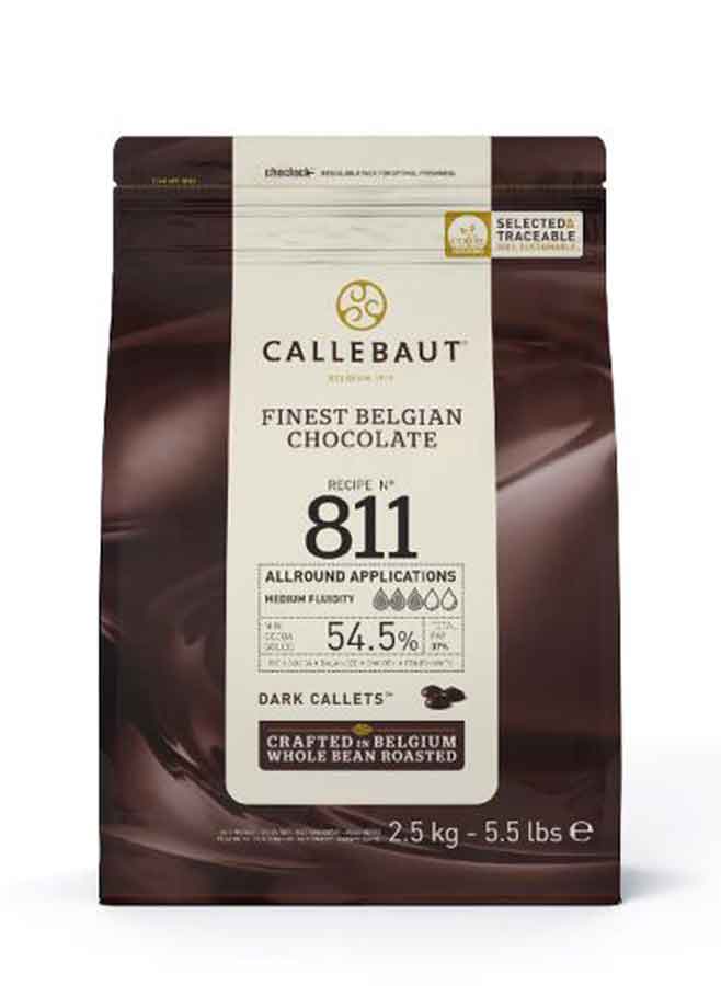 Callebaut 811 mörk chokladknappar innehåller 53,8% kakao och är tillverkade av den finaste belgiska chokladen.