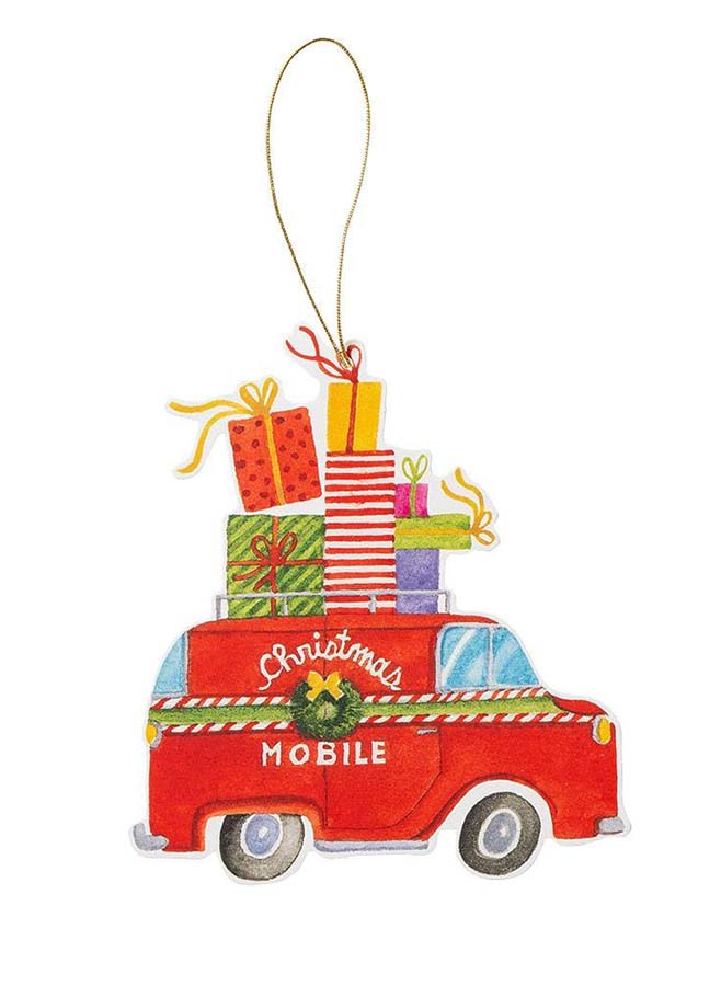 Julklappsetiketter 4 stycken, 15 cm. Christmas Mobile Gift Hang Tags. Varumärke: Caspari