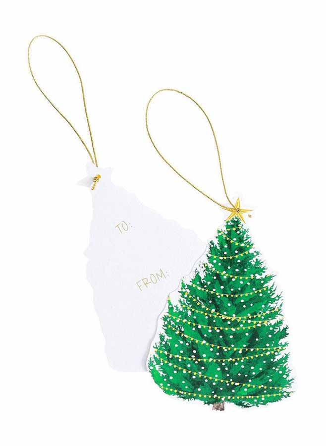 Julklappsetiketter 4 stycken – Christmas Tree with Lights Gift Hang Tags Caspari