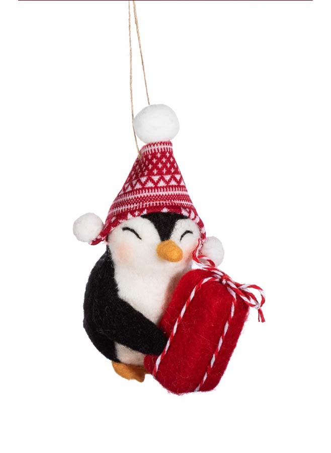 Julgransdekoration med en pingvin