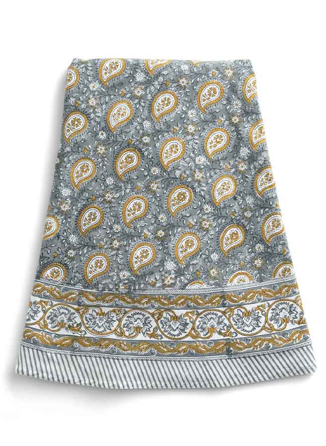 Bordsduk Chamois Botanique Paisley - Blue & Ochre 220 cm
