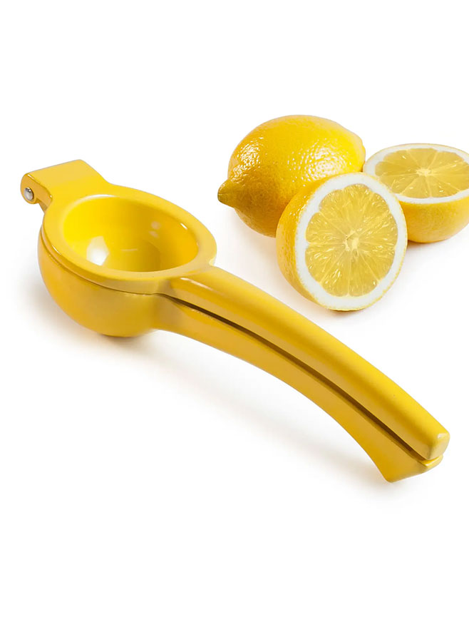 Praktisk citronpress i aluminium som gör det enkelt att pressa färsk citronsaft. Ergonomisk, tålig och smidig för matlagning, bakning och cocktails.