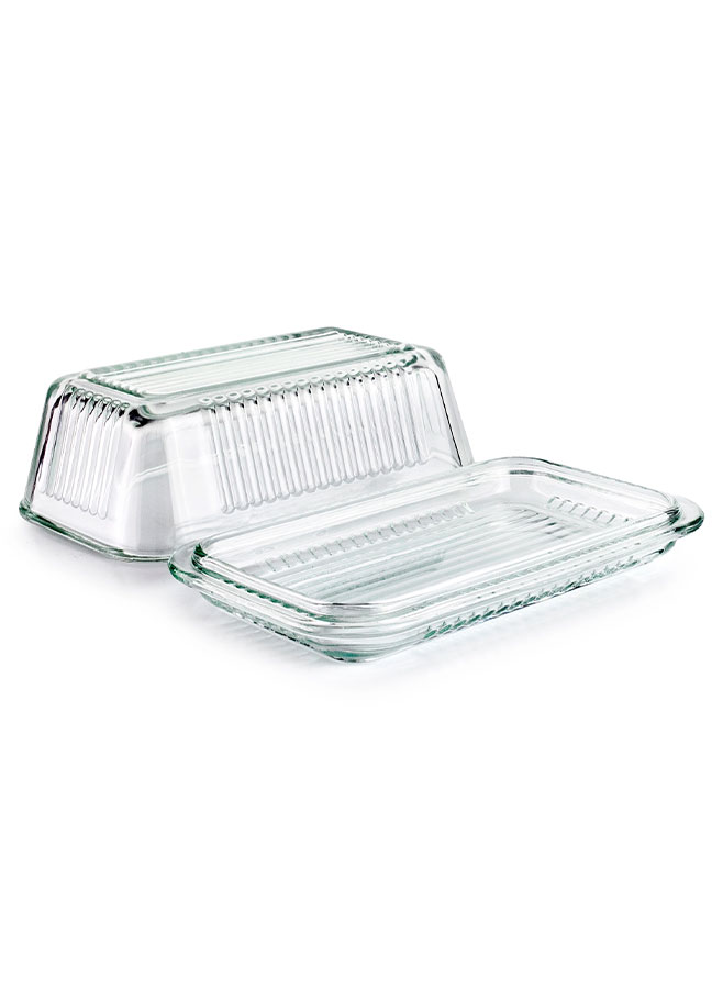 Klassisk smörbytta i glas med lock och plats för 250 g smör. Retrodesign som håller smöret fräscht och fint på bordet. Tål diskmaskin.