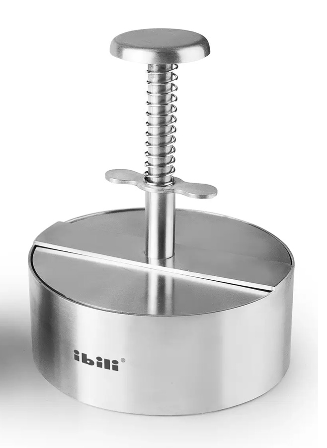 Gör perfekt formade hamburgare med I-Chef hamburgerpress 11 cm i rostfritt stål. Robust, hygienisk och enkel att använda för grillning och stekning.