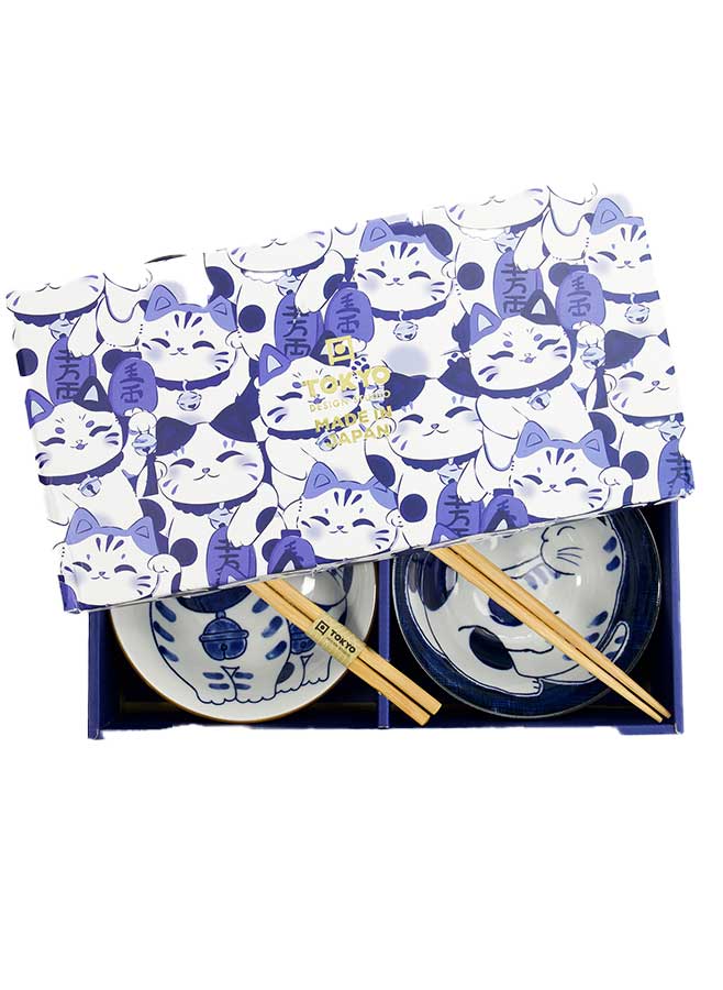 GIFTSET Tokyo Design - Kawaii Cat Tayo - Presentbox med 2 st skålar & ätpinnar 14.9 x 6.7 cm - Bild 6
