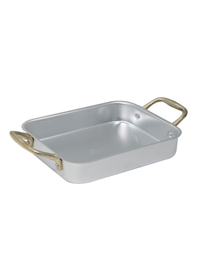 Rektangulär ugnspanna i aluminium med två handtag i mässing, 20x16 cm, från Ottinetti